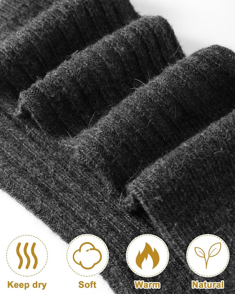 Berlune 3 Pairs Winter Wool Socks Women Warm Ribbed Knit Wool Crew Socks Thermal Cozy Lady Gift for Cold Weather Snow Boot - Image 4